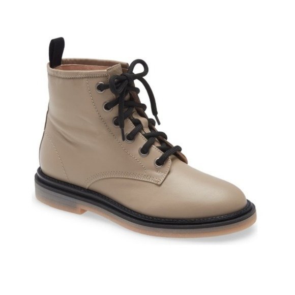 AGL Attilio Giusti Leombruni Stone Leather Lace Up Bootie NWT Rubber Sole - Picture 3 of 6